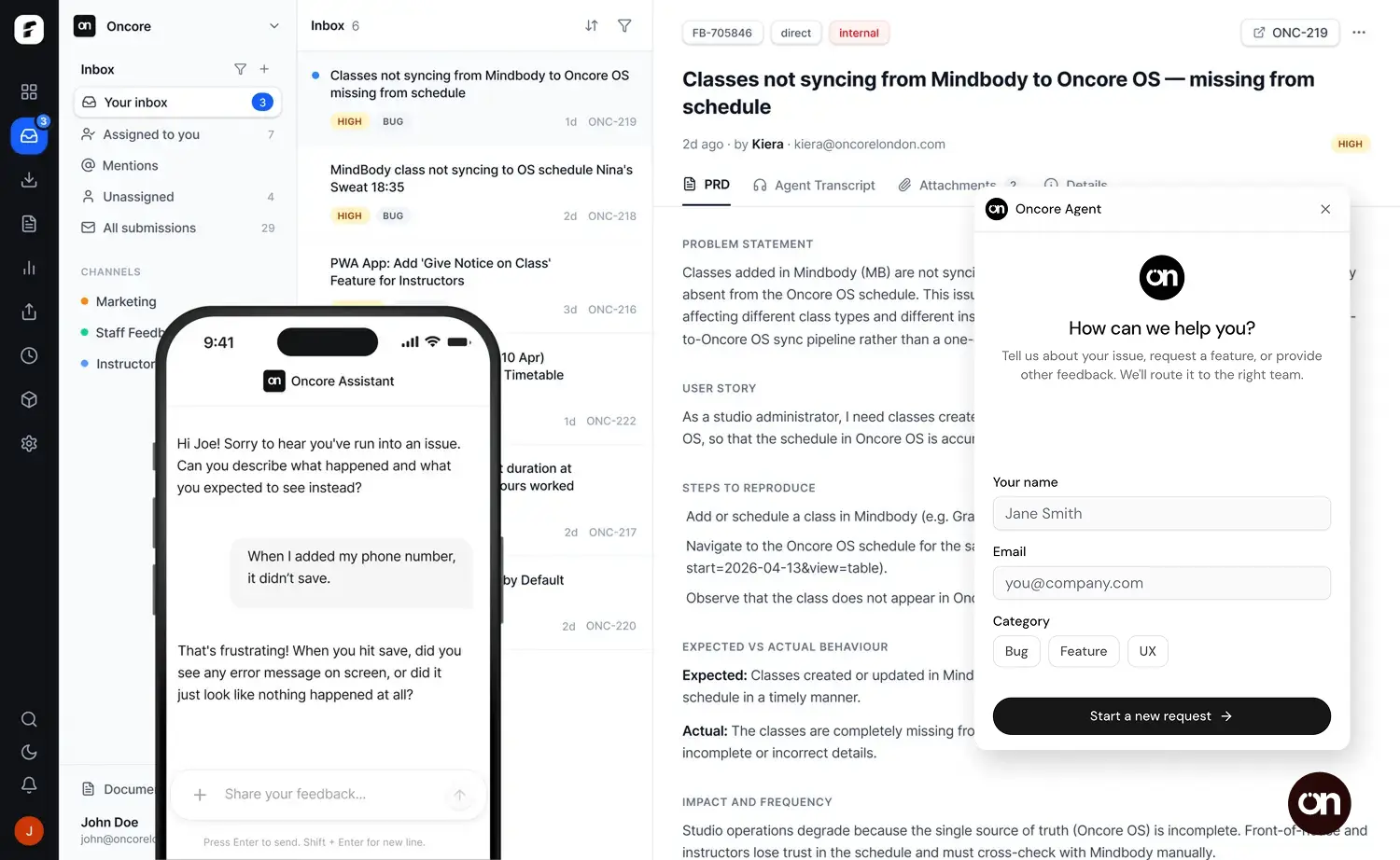 Flowback inbox turning user feedback into structured, prioritized issues you can ship from